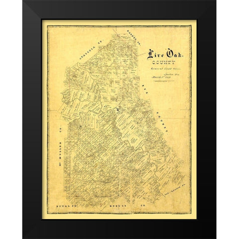 Live Oak County Texas -1879 Black Modern Wood Framed Art Print by Unknown