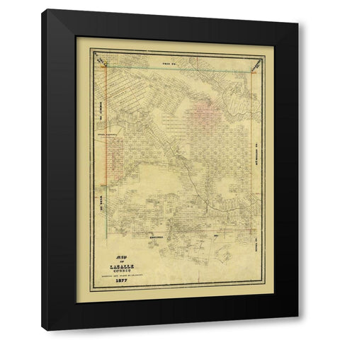La Salle County Texas - Arlitt 1877 Black Modern Wood Framed Art Print with Double Matting by Arlitt