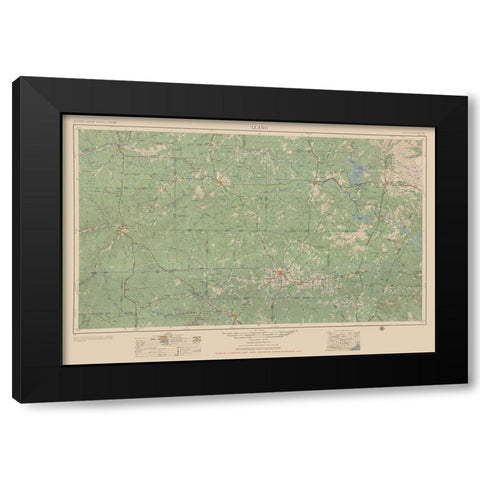 Llano Texas Quad - USGS 1954 Black Modern Wood Framed Art Print with Double Matting by USGS