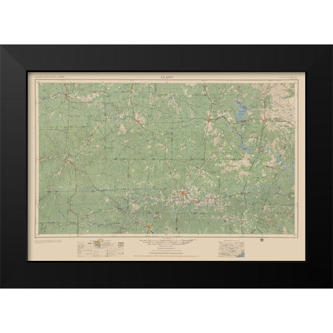 Llano Texas Quad - USGS 1954 Black Modern Wood Framed Art Print by USGS