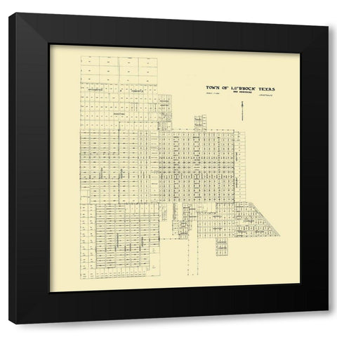 Lubbock Texas - Metcalfe 1920 Black Modern Wood Framed Art Print by Metcalfe