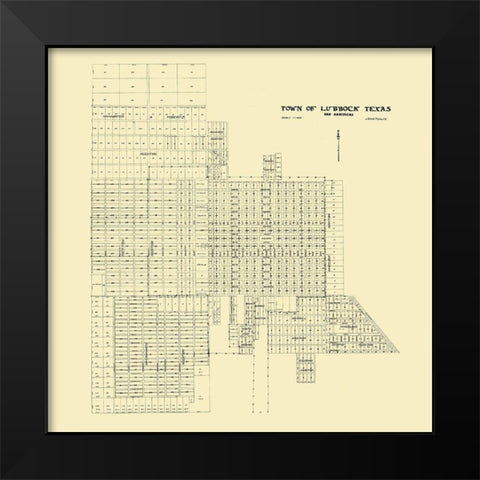 Lubbock Texas - Metcalfe 1920 Black Modern Wood Framed Art Print by Metcalfe