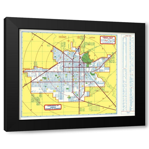 Lubbock Texas - Southwest 1955 Black Modern Wood Framed Art Print with Double Matting by Southwest