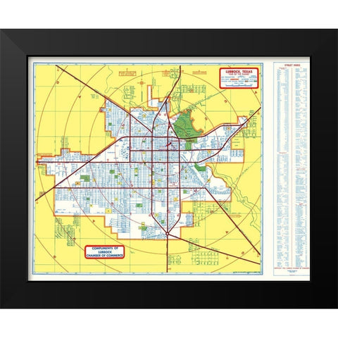 Lubbock Texas - Southwest 1955 Black Modern Wood Framed Art Print by Southwest