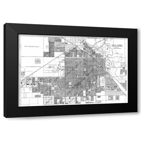 Lubbock Texas - City Engineering Dept 1946 Black Modern Wood Framed Art Print with Double Matting by City Engineering Dept