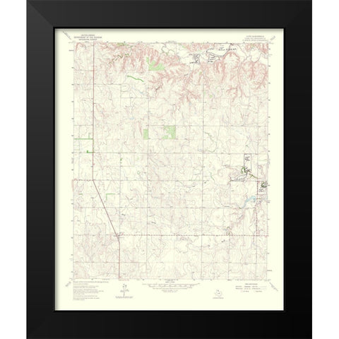 Lutie Texas Quad - USGS 1967 Black Modern Wood Framed Art Print by USGS