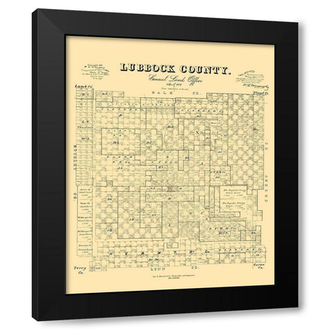 Lubbock County Texas - McGauhey 1892 Black Modern Wood Framed Art Print by McGaughey