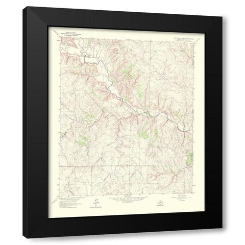 Little Wolf Creek Texas Quad - USGS 1967 Black Modern Wood Framed Art Print with Double Matting by USGS