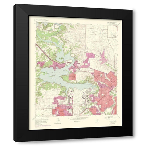 Lake Worth Texas Quad - USGS 1969 Black Modern Wood Framed Art Print with Double Matting by USGS
