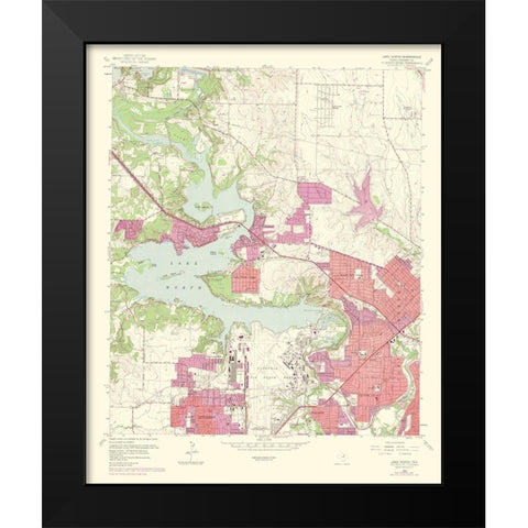 Lake Worth Texas Quad - USGS 1969 Black Modern Wood Framed Art Print by USGS