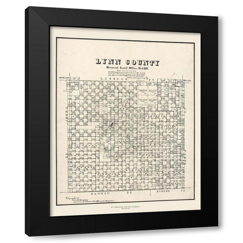 Lynn County Texas - McGaughey 1891 Black Modern Wood Framed Art Print by McGaughey