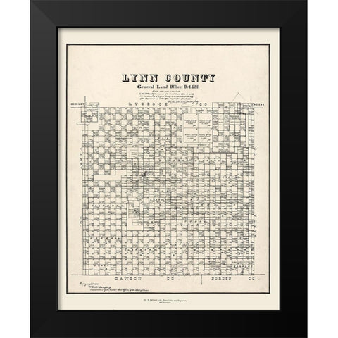 Lynn County Texas - McGaughey 1891 Black Modern Wood Framed Art Print by McGaughey