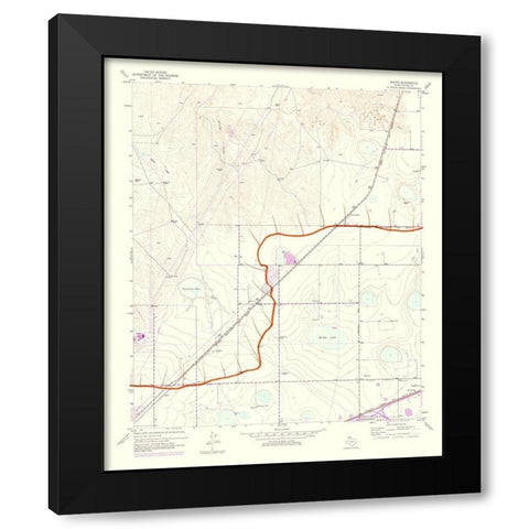 Mayer Texas Quad - USGS 1975 Black Modern Wood Framed Art Print by USGS