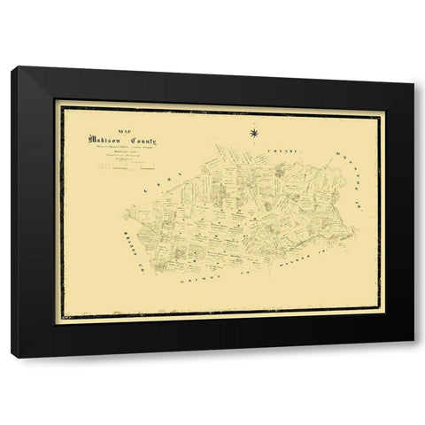 Madison County Texas - Matthews 1880 Black Modern Wood Framed Art Print with Double Matting by Matthews