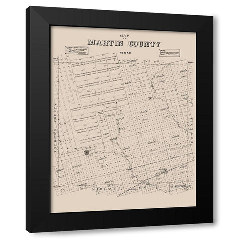 Martin County Texas - Ackerman 1894 Black Modern Wood Framed Art Print by Ackerman