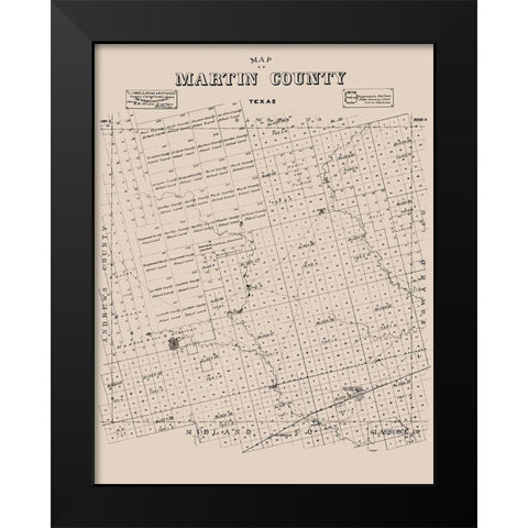 Martin County Texas - Ackerman 1894 Black Modern Wood Framed Art Print by Ackerman