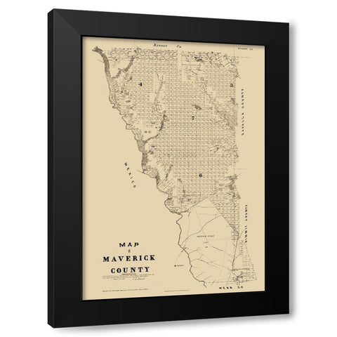 Maverick County Texas - Walsh 1879 Black Modern Wood Framed Art Print by Walsh