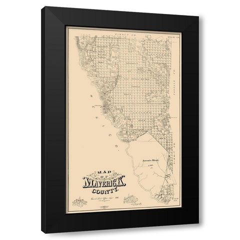 Maverick County Texas - McGaughey 1893 Black Modern Wood Framed Art Print with Double Matting by McGaughey