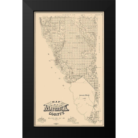 Maverick County Texas - McGaughey 1893 Black Modern Wood Framed Art Print by McGaughey