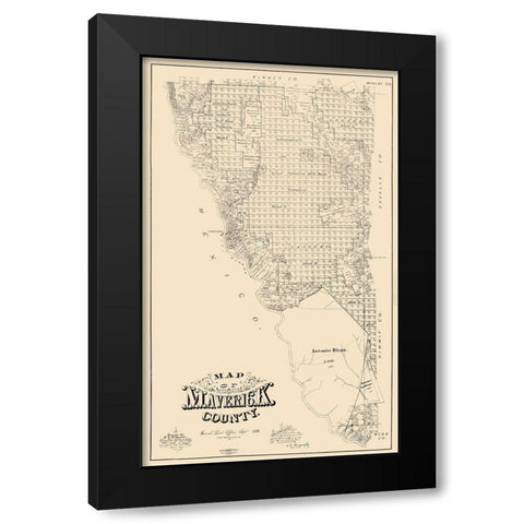 Maverick County Texas - McGaughey 1893 Black Modern Wood Framed Art Print by McGaughey