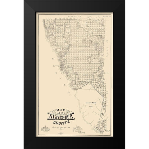 Maverick County Texas - McGaughey 1893 Black Modern Wood Framed Art Print by McGaughey