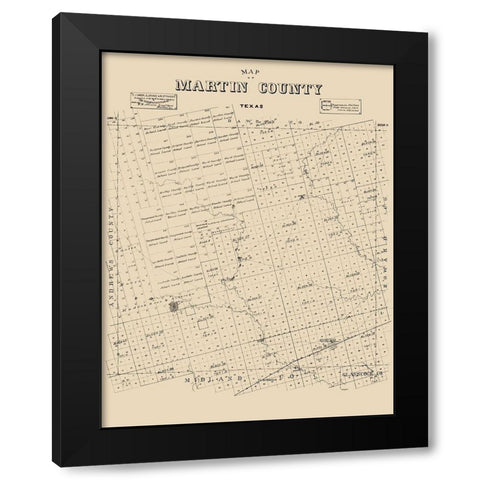 Martin County Texas - Abrams 1894 Black Modern Wood Framed Art Print with Double Matting by Abrams