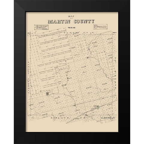 Martin County Texas - Abrams 1894 Black Modern Wood Framed Art Print by Abrams
