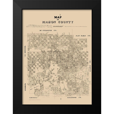 Mason County Texas - Walsh 1879 Black Modern Wood Framed Art Print by Walsh