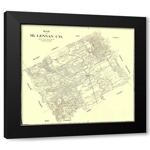 Mclennan Texas Landowner - Land Office 1896 Black Modern Wood Framed Art Print by Land Office