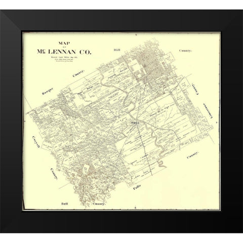 Mclennan Texas Landowner - Land Office 1896 Black Modern Wood Framed Art Print by Land Office