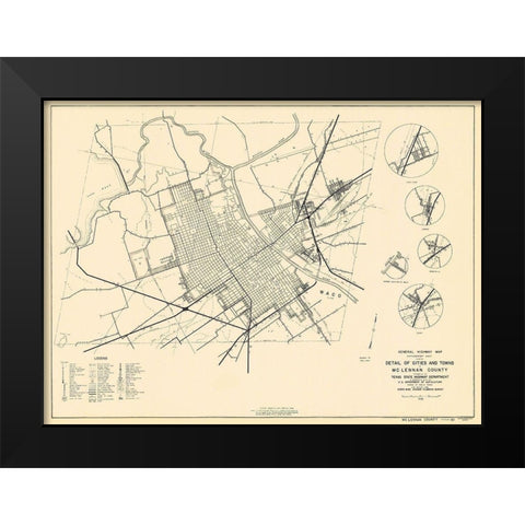 Mclennan Texas Highway - Highway Dept 1936 Black Modern Wood Framed Art Print by Highway Dept