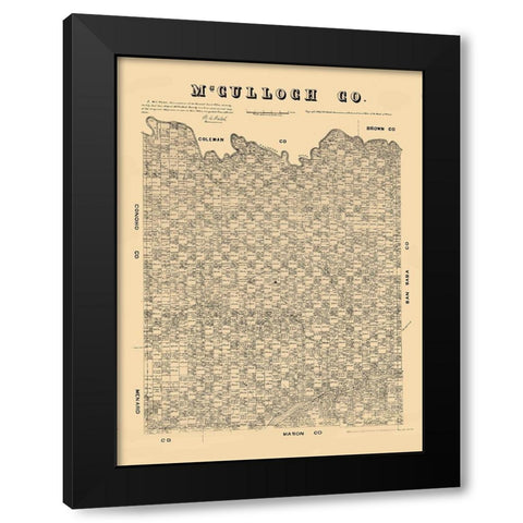 McCulloch County Texas - Walsh 1879 Black Modern Wood Framed Art Print by Walsh