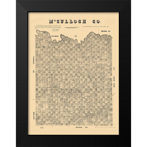 McCulloch County Texas - Walsh 1879 Black Modern Wood Framed Art Print by Walsh