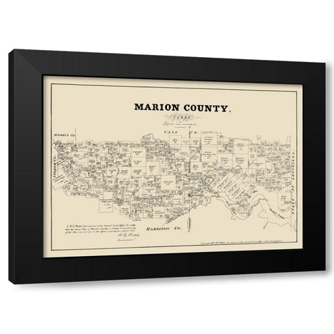 Marion County Texas - Walsh 1879 Black Modern Wood Framed Art Print by Walsh