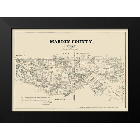 Marion County Texas - Walsh 1879 Black Modern Wood Framed Art Print by Walsh