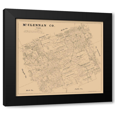 McLennan County Texas - Walsh 1880 Black Modern Wood Framed Art Print by Walsh