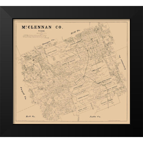 McLennan County Texas - Walsh 1880 Black Modern Wood Framed Art Print by Walsh