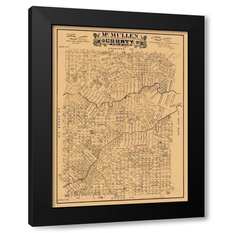 McMullen County Texas - Hall 1889 Black Modern Wood Framed Art Print by Hall