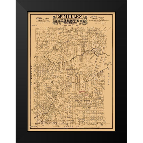 McMullen County Texas - Hall 1889 Black Modern Wood Framed Art Print by Hall