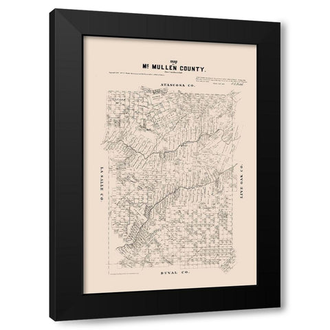 McMullen County Texas - Walsh 1879 Black Modern Wood Framed Art Print with Double Matting by Walsh