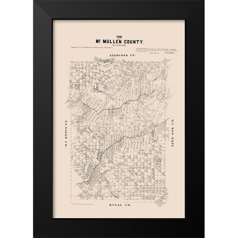 McMullen County Texas - Walsh 1879 Black Modern Wood Framed Art Print by Walsh