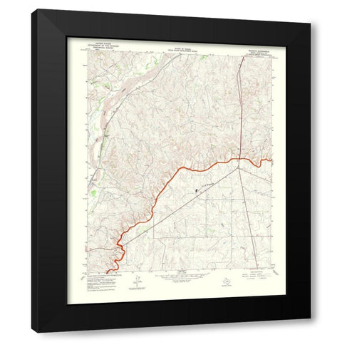 Mendota Texas Quad - USGS 1969 Black Modern Wood Framed Art Print with Double Matting by USGS