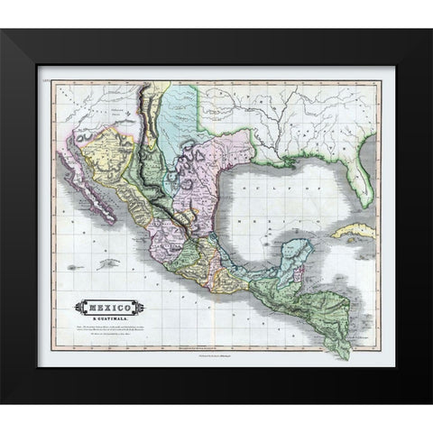 Mexico - Guatemala - Lizars 1833 Black Modern Wood Framed Art Print by Lizars