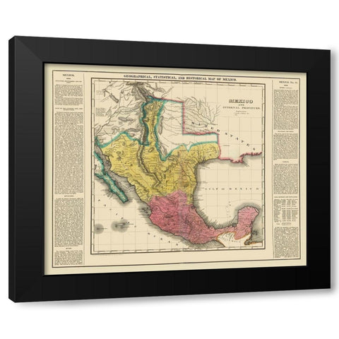 Mexico - Internal Provinces - Texas - Carey 1822 Black Modern Wood Framed Art Print by Carey