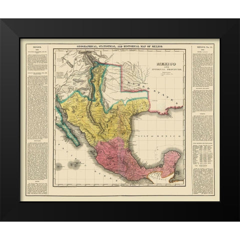 Mexico - Internal Provinces - Texas - Carey 1822 Black Modern Wood Framed Art Print by Carey