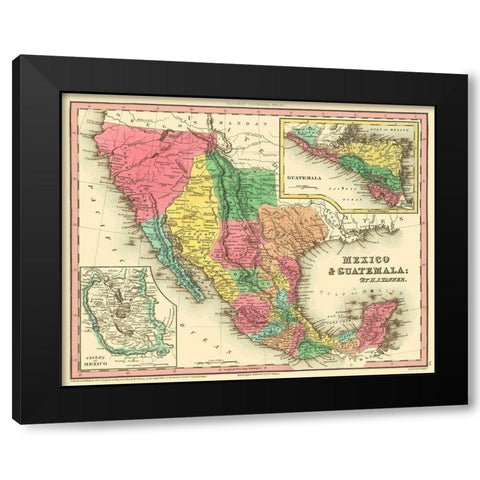 Texas - Mexico - Guatemala - Tanner 1836 Black Modern Wood Framed Art Print by Tanner