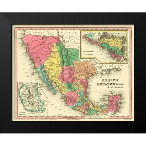 Texas - Mexico - Guatemala - Tanner 1836 Black Modern Wood Framed Art Print by Tanner