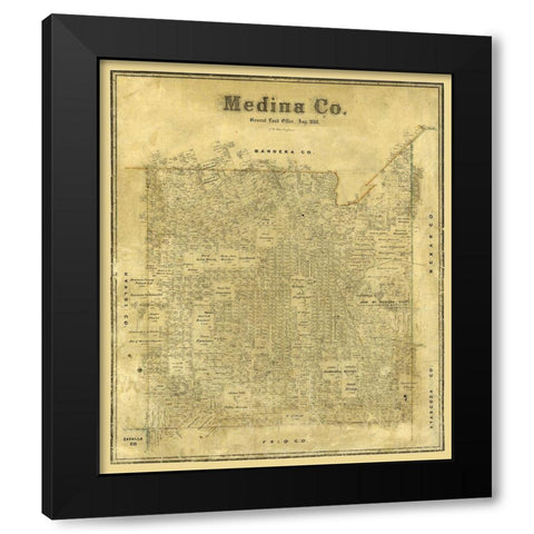 Medina County Texas - Blau 1880 Black Modern Wood Framed Art Print by Blau