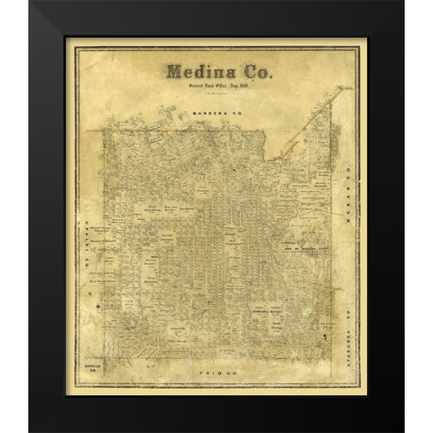 Medina County Texas - Blau 1880 Black Modern Wood Framed Art Print by Blau
