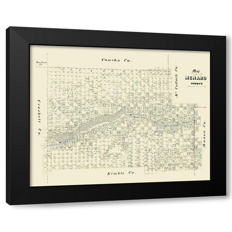 Menard County Texas -1871 Black Modern Wood Framed Art Print by Unknown